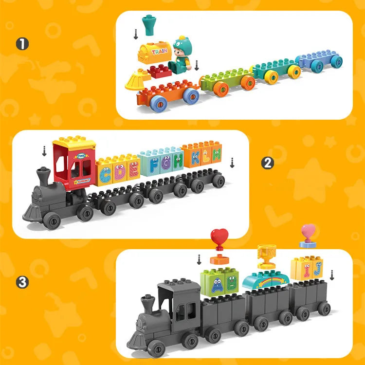 60-teiliges Alphabet-Zug-Bausteinset