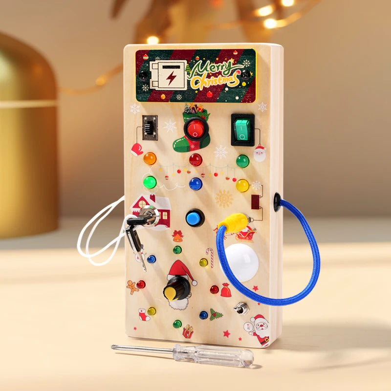 LED-Aktivitätsbrett aus Holz | Montessori-Lichtschalter-Sinnesspielzeug