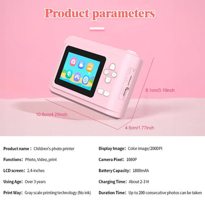 Kids Instant Print Camera with 3 Paper Rolls