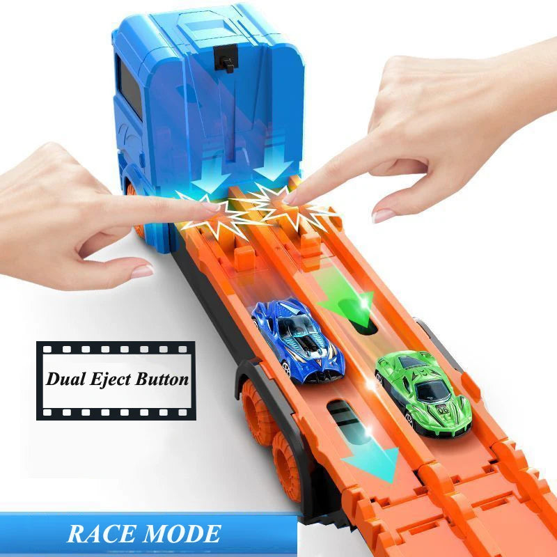 Car Transporter Truck with Folding Race Track