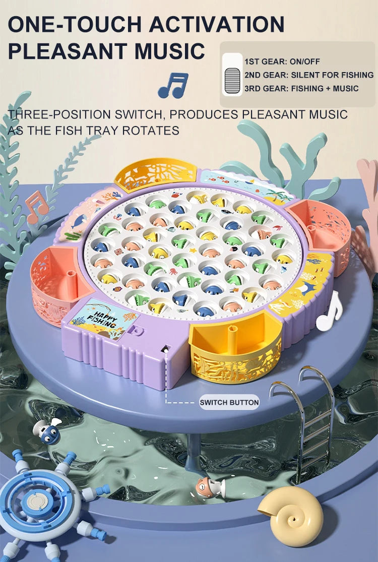 Montessori Fishing Game for Kids – Magnetic Rotating Fish Board Toy