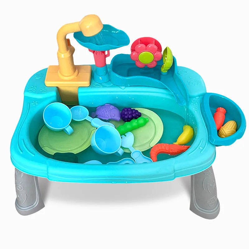 Pretend Play Kitchen Sink Toy – Electric Water Faucet & Fishing Game for Kids
