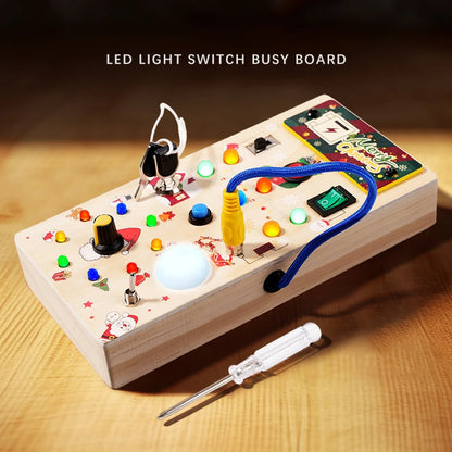 LED-Aktivitätsbrett aus Holz | Montessori-Lichtschalter-Sinnesspielzeug