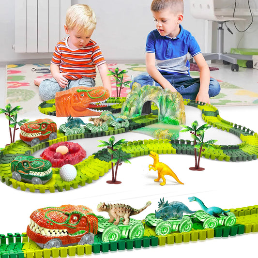 Kids Dinosaur Adventure Track Playset – Flexible Racing Car Toy