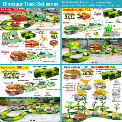 Kids Dinosaur Adventure Track Playset – Flexible Racing Car Toy