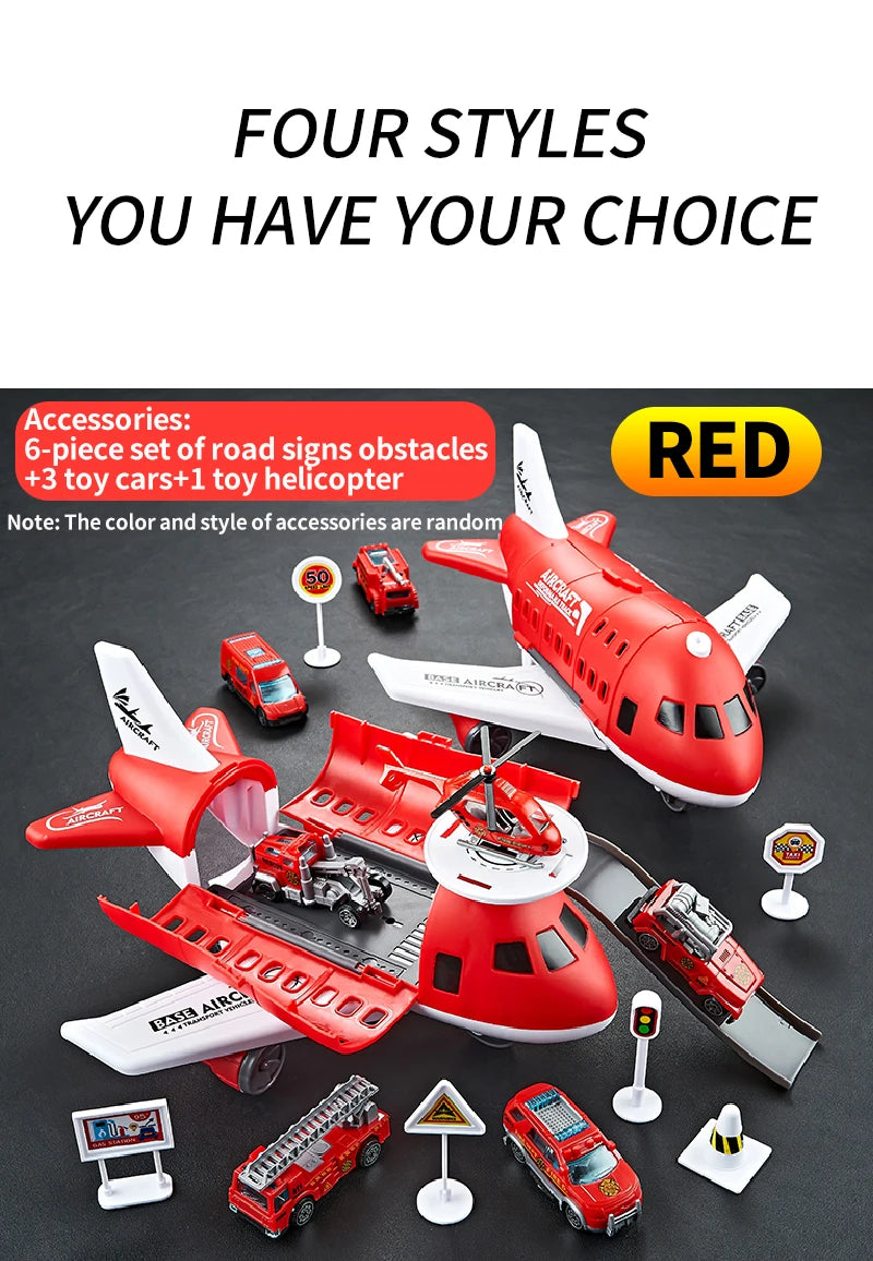 Push & Go Airplane Toy Set – Kids Vehicle Collection with Cars & Traffic Signs