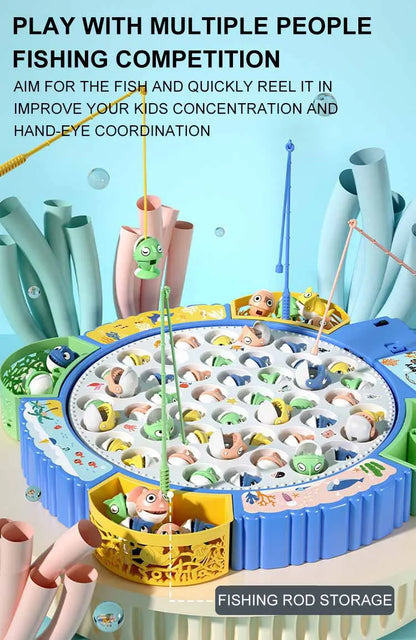 Montessori Fishing Game for Kids – Magnetic Rotating Fish Board Toy