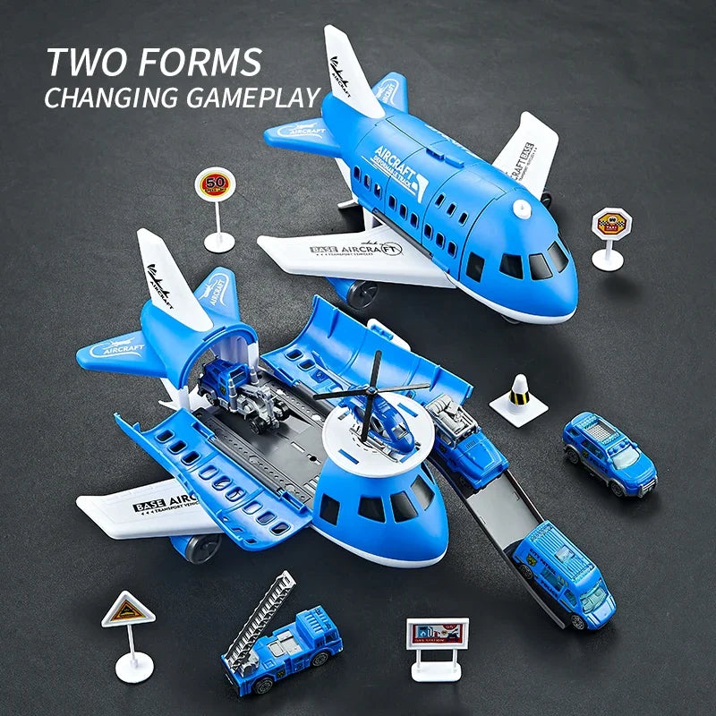 Push & Go Airplane Toy Set – Kids Vehicle Collection with Cars & Traffic Signs