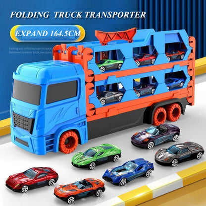 Car Transporter Truck with Folding Race Track