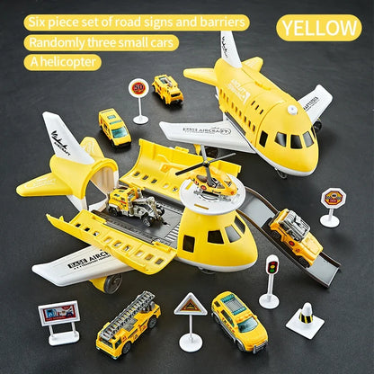 Push & Go Airplane Toy Set – Kids Vehicle Collection with Cars & Traffic Signs