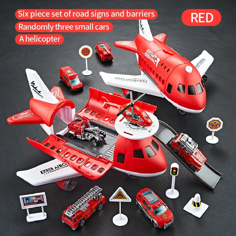 Push & Go Airplane Toy Set – Kids Vehicle Collection with Cars & Traffic Signs