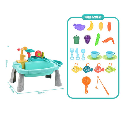 Pretend Play Kitchen Sink Toy – Electric Water Faucet & Fishing Game for Kids