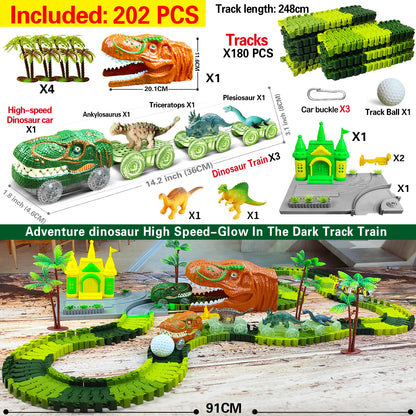 Kids Dinosaur Adventure Track Playset – Flexible Racing Car Toy