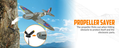 RC Spitfire Fighter Plane – 4CH Remote Control Warbird with Aerobatic Mode