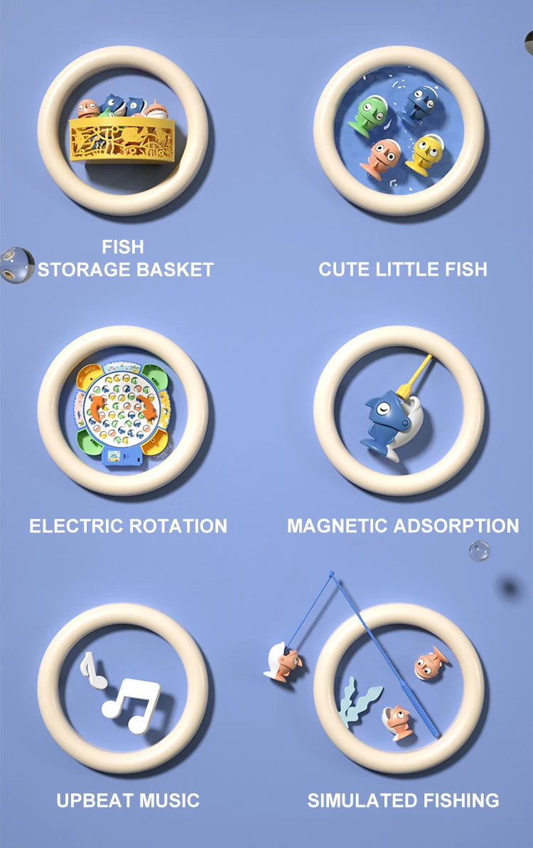 Montessori Fishing Game for Kids – Magnetic Rotating Fish Board Toy