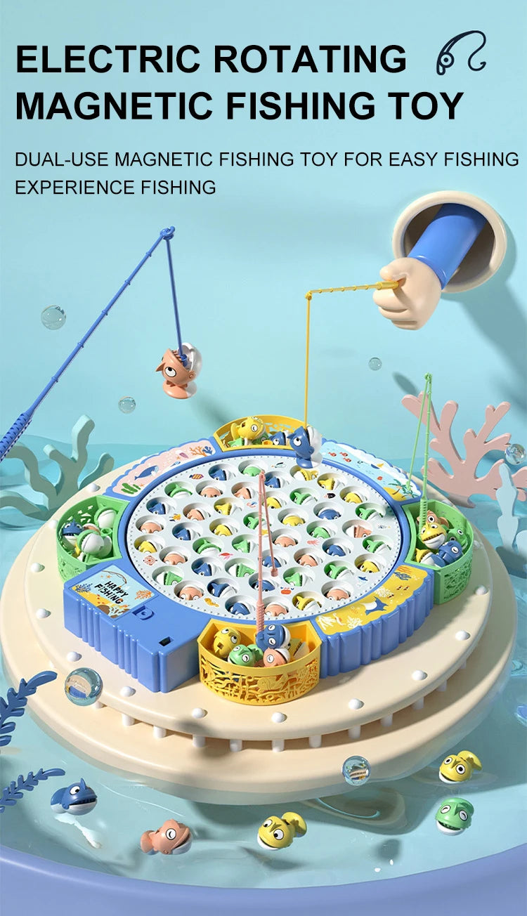 Montessori Fishing Game for Kids – Magnetic Rotating Fish Board Toy