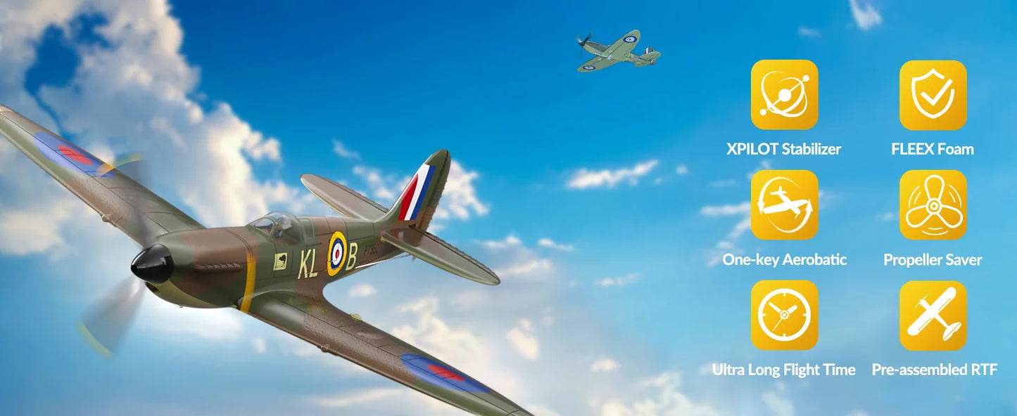 RC Spitfire Fighter Plane – 4CH Remote Control Warbird with Aerobatic Mode