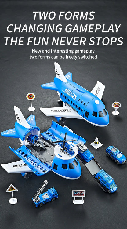 Push & Go Airplane Toy Set – Kids Vehicle Collection with Cars & Traffic Signs