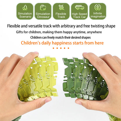 Kids Dinosaur Adventure Track Playset – Flexible Racing Car Toy