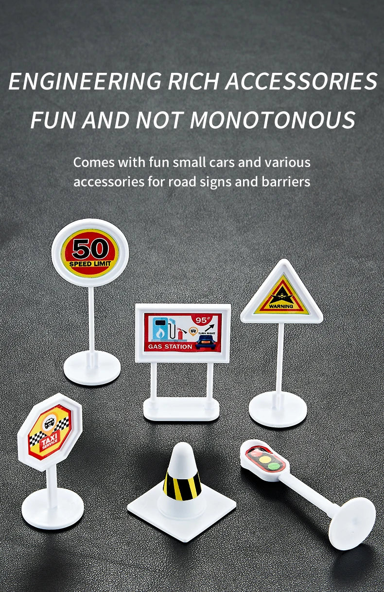 Push & Go Airplane Toy Set – Kids Vehicle Collection with Cars & Traffic Signs