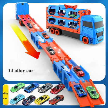 Car Transporter Truck with Folding Race Track