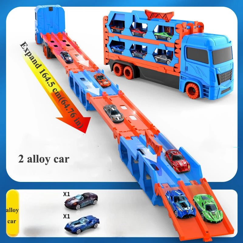 Car Transporter Truck with Folding Race Track