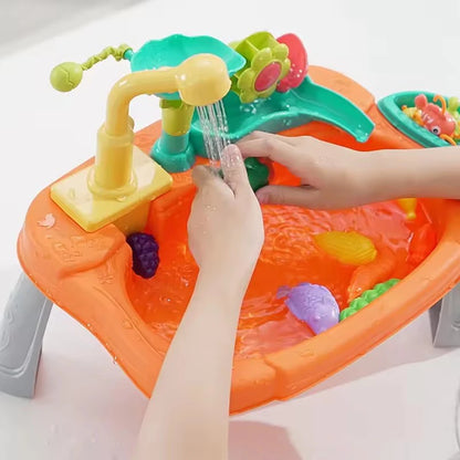 Pretend Play Kitchen Sink Toy – Electric Water Faucet & Fishing Game for Kids
